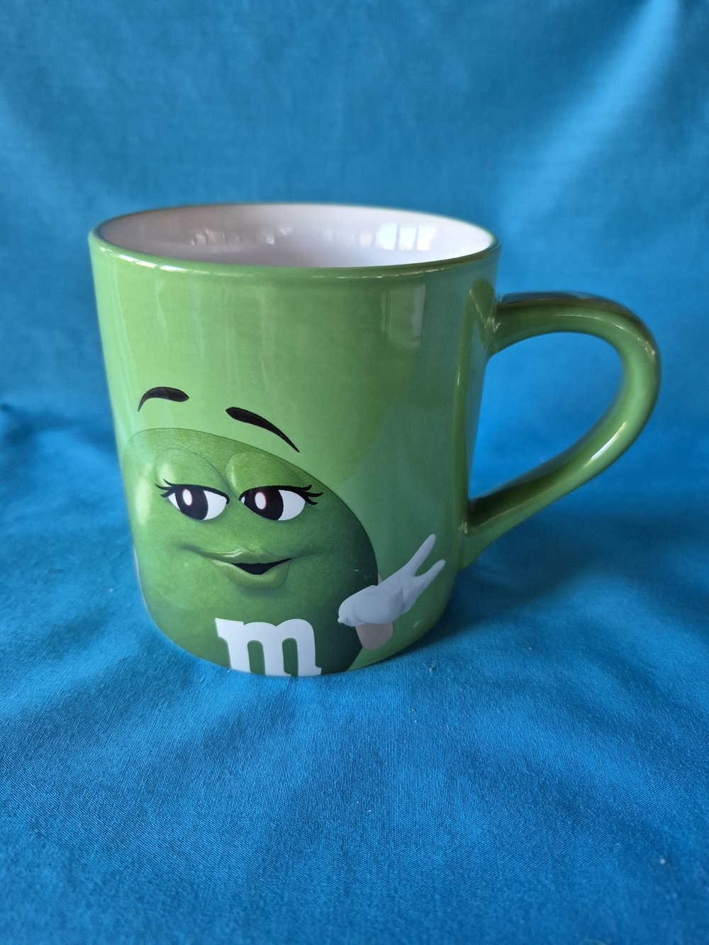 M&M Green Mug Coffee Tea Cocoa Stoneware Mars Candy Kitchen Breakfast